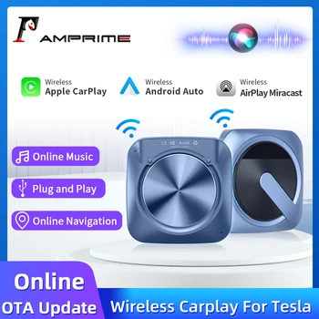 AMPrime Trådløs CarPlay Ai-Boksen For Tesla Model 3 For Modell Y X S Trådløst Android Auto-Adapter For Tesla Apple AirPlay Carplay