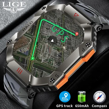 LIGE Nye Militære GPS Outdoor-Sport Spor Smart Watch Menn 620mAh Ultra Lang Standby-Kompass Bluetooth-Ring Vanntett Smartwatch