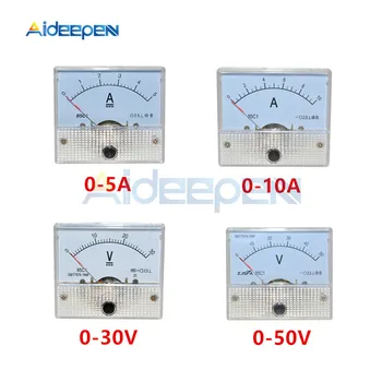 DC Analog Panelet Voltmeter Ammeter Ampere Volt Meter Måle 85C1 30V 50V 5A 10A