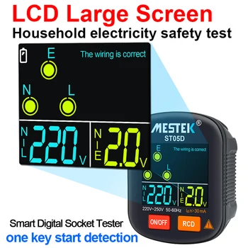 Digitalt Display Smart Socket Tester Outlet Checker Spenning Detektor Plug Ground Zero Line 30mA RCD GFCI EU US UK Socket Detektor