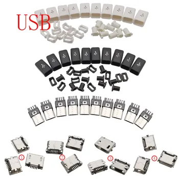 Micro USB 5PIN Sveising Type 4-i-1-Mannlige Plug-Kontakter Hvit Svart SMD DUKKERT Socket DIY Data Kabel-Grensesnitt Lading Tilbehør