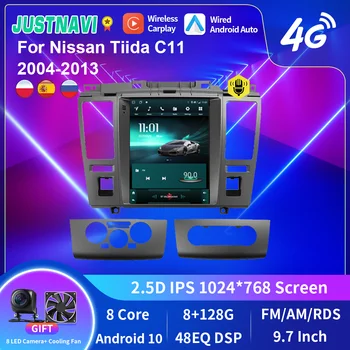 JUSTNAVI Android 10.0 bilradioen Video-Spiller For Nissan Tida C11 2004-2013 Auto Navigasjon GPS Stereo Multimedia Vertikale Skjermen