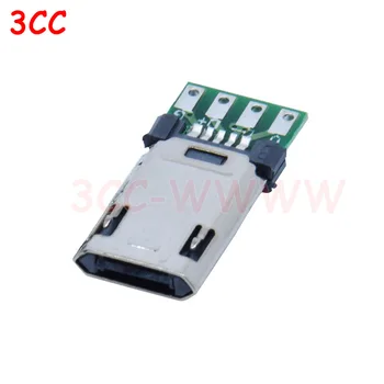 5-30PCS Micro USB 5Pin Mannlige Plugg Med PCB-Lodd Plate dobbeltsidig Micro 5P Kontakt Jack Port 4Pin Sveising Wire Styret Plugg