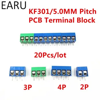 1-200Pcs/mye KF301-5.0-2P KF301-3P KF301-4P Pitch 5,0 mm Rett Pin 2P 3P 4P Skruen PCB-Terminal Block-Kontakten Blå Grønn
