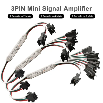 WS2812B WS2811 Mini TTL Repeater signalforsterker For 16703 SK6812 3Pin RGB Adresserbare Led-Stripe Lys Modul 1 Til 2/4/8 5-24V