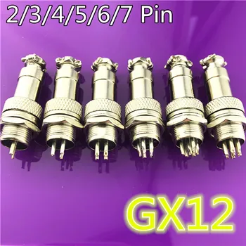 1set GX12 2/3/4/5/6/7 Pin-Mannlige + Kvinnelige 12mm L88-93 Rundskriv Luftfart Socket Plug Wire Panel Kontakt med plasthette Lokk
