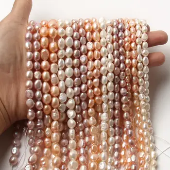 A+ Naturlig Uregelmessig Oval Hvit Lilla ferskvannsperler Loose Perler Til Smykker å Lage DIY Kvinner Ørering Halskjede-Armbånd