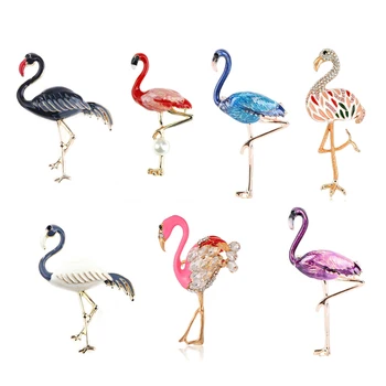 Søt Emalje Flamingo Brosjer Prøvetakingssett For Begge Kjønn, Kvinner Og Menn Brosje Pin Fugl Dyr Broches Mote Kjole Tilbehør