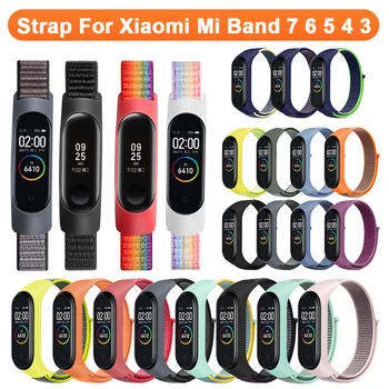 Stroppen For Xiaomi Mi Band 4 5 6 7 Nylon Armbånd Armbånd Erstatning For Xiaomi Band 4 5 6 7 Håndleddet Farge Nylon Strap Armbånd