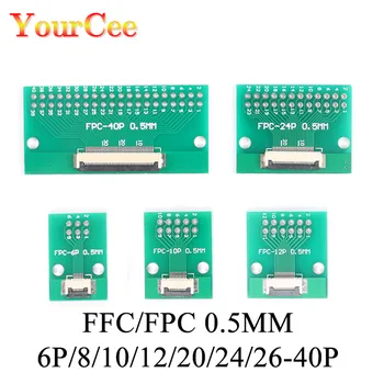 5pcs FPC FFC-Kabel 6 8 10 12 14 20 30 40 PIN-0,5 mm pitch Kontakt SMT-Adapter til 2.54 mm 1.0 tommers banen gjennom hullet DUKKERT PCB