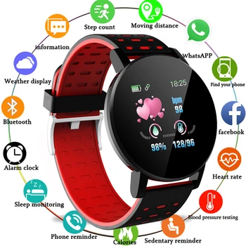 119S Smartwatch Bluetooth Smart Watch Menn Blodtrykk Kvinner Smart Band Klokke Sport Fitness Tracker Se For Android IOS