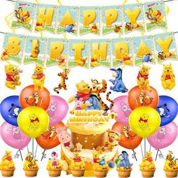 Baby Jente Favoriserer Disney Ole Brumm Tema Birthday Party Dekor DIY Partiet Forsyninger Ballonger Bryllup Dekorasjoner Sett