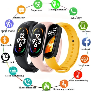 For Apple Huawei Xiaomi M7 Blodtrykk Overvåking Sport Smart Armbånd Smart Watch Vanntett Voksne Barn Tracker Puls