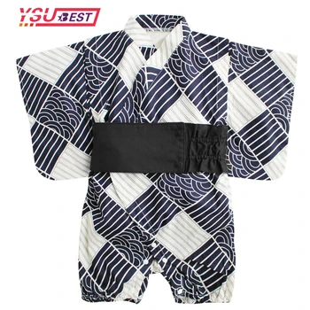 2022 Retro Kimono Sommer Baby Jente Klær Romper Jumpsuit Kort-sleeved Badeprodukter Nyfødt Baby Kimono Unisex Playwear Custume
