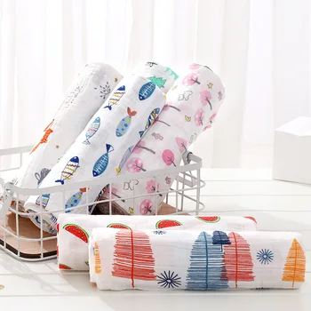 120cm*110cm Swaddle Teppe Baby Teppe Bambus Musselin Teppe 120 Baby Tepper Nyfødte Teppe Swaddle Bomull