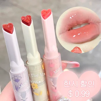 Florette Klart Lip Glaze Blomst Honey Jelly Leppestift Vanntett Non-stick Cup Hjerte-formet Lip Gloss-Korea Makeup Verktøy For Kvinner