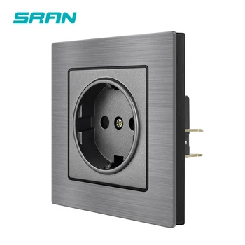 SRAN Europeisk Standard strømuttak, Aluminium Legering Panelet 82*82mm, 220v 16A stikkontakt eu for hjem appliance