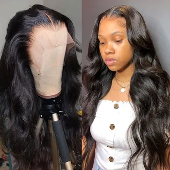 30 40 Tommers Brasilianske Løs Kropp Bølge 360 Lace Front Human Hair Parykker Vann Bølget Human Hair Lace Front Wig for Svarte Kvinner