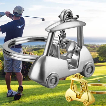 Golf ball vogn vogn gave goden golden sølv med Tasten Nøkkelring spenne nye kirsite legering mini for Sports-Elsker Golf Elsker nytt