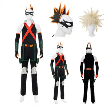 2020 Helten Min Akademia Bakugou Katsuki Cosplay Kostyme Voksen Cosplay Kostyme for Halloween Karneval Boku ikke Helt Akademia og parykk