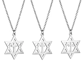 Amulett David Stjerners Menn Anheng Halskjede Jesu Kors Jødiske Kabbalah Charms Judaica Israel Religiøse Symboler Overnaturlige Smykker