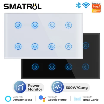 8 Gjengen Power Monitor Tuya Smart Wifi Lys Touch-Bryter Timing Veggen Elektriske App Stemme For Alexa Google Hjem Smart Liv