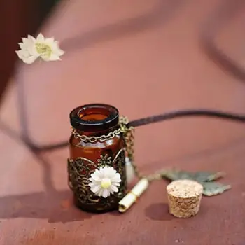 Vintage Kreative som Ønsker Flaske Anheng Skinn Tau Halskjede for Kvinner Butterfly Blomst Kjede Anheng Smykker Unik Gave
