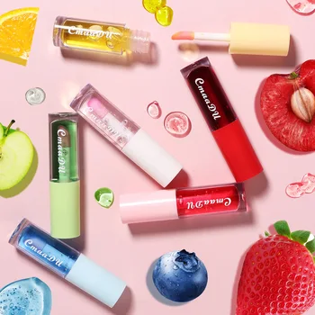 2ml Frukt Smak Farge Endre Lipgloss Jordbær Cherry Crystal Jelly Fukte Plumping Lip Makeup Kvinnelige Kosmetikk Lip Olje