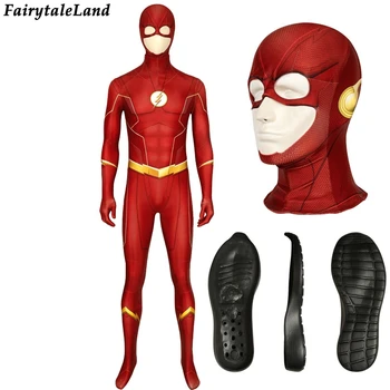 Halloween Superhelt Barry Allen Sesong 6 Cosplay Kostyme 3D-Utskrift Jumpsuit Fancy Helt Zentai Voksne Kampen Antrekk