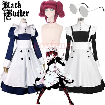 Japansk Anime Black Butler Hushjelp Kuroshitsuji Mey Rin Hushjelp Kostyme Kvinne Cosplay Kostymer Dress + Forkle For Halloween Party
