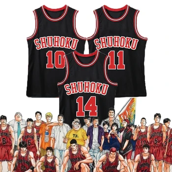 Anime Slam Dunk Sakuragi Hanamichi Cosplay Shohoku Kaede Rukawa Cosplay Svart Basketball Jersey Topp Slam Dunk Cos Jersey
