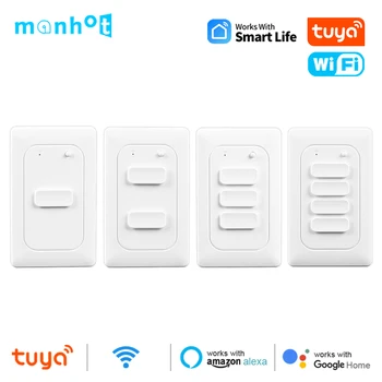 Tuya Wi-fi Smart lysbryter Trykk på-Knappen for Interruptor Ingen Nøytral OSS Veggen Lys-Bryter 1 2 3 4 Gjengen Smart Liv Alexa Googles hjemmeside