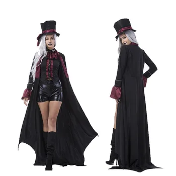 Vintage Cosplay Middelalderske Steampunk Assassin Vampyr Kostyme Gotiske Lady Dress Halloween Carnival Dress Up Antrekk Party Dress