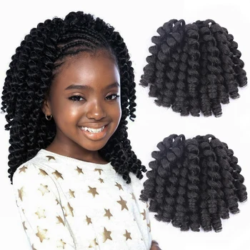 Syntetiske Ombre Jumpy Curl Wand Hekle Fletter Jamaica Sprette For Afrika Pyntebånd Hair Extensions Pre-Vridd For Svarte Kvinner
