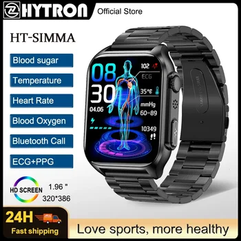 Ikke-invasiv Blod Sukker Smart Watch Menn Stemme Ringer, Armbåndsur kroppstemperatur StressTest EKG+PPG Vanntett Watch 2023 NY