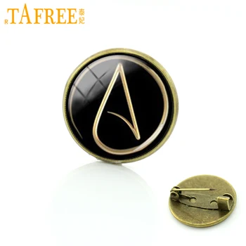 TAFREE Ateisme bevegelse merket pins ateist Atom symbol brosjer steampunk metatrons kube Legend Trekant menn kvinner smykker T524