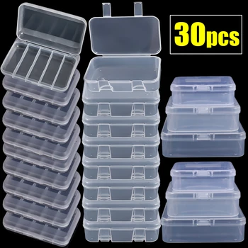 30 Pakker Plast Transparent oppbevaringsboks for Smykker Beholder med Hengslet Lokk for DIY Perler Håndverk Pakken Tilfelle Klare Tilfeller