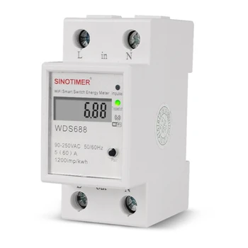 SINOTIMER Smart Energi Meter Tuya WDS688 Energi Meter Wi-fi Enkelt Fase Energi Meter Mobile App Husholdningenes Elektrisk Meter 5-60A