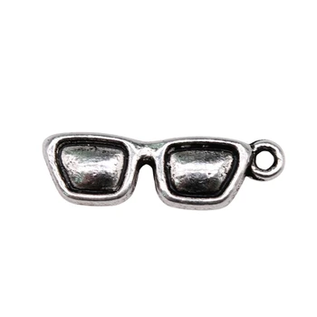 WYSIWYG 10pcs 21x7mm Briller Anheng Charms Antikk Sølv Farge For å Lage Smykker Sink Legering Smykker Funn