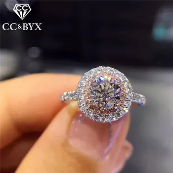 CC gifteringer For Kvinner Sterling Ring Charms Prinsesse Bijoux Rosa Stein Bridal Engasjement Smykker Drop Shipping CC593