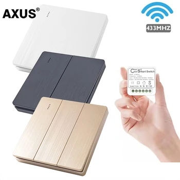 AXUS 433Mhz lysbryter LED trykknapp Bryter Touch-bryter Modul Mottaker Smart Home AC220V Trådløs Fjernkontroll 2-Veis