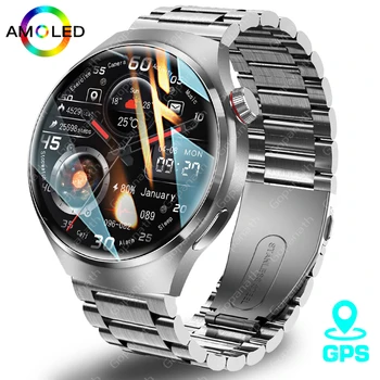 2023 Nye NFC Smart Watch Menn GT4 Pro AMOLED HD-Skjerm hjertefrekvens Bluetooth-Ring IP68 Vanntett GPS SmartWatch For HUAWEI Xiaomi