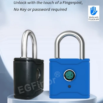EGFirtor TTLock Bluetooth-APP for Smart Hengelås Fingeravtrykk Lås Nøkkelfri Mini Veske Reise Bag Elektronisk dørlås