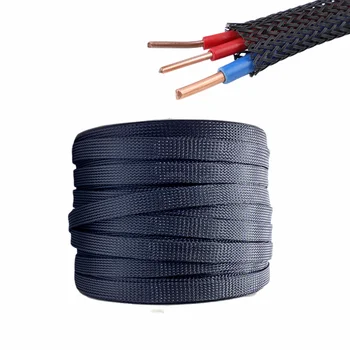 5 M/10M Isolert Flette kabel Sleeve 10/12/16/20/25mm PET Kabel protector Wire Kjertel Beskyttelse Kabel Sleeving Krymp Tubing
