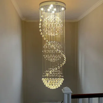 Moderne Lenge LEDET Spiral Levende Lysekroner i Krystall Innendørs Belysning Armatur For Trapp Trapp Lampe Vise frem Soverom Hall Hotel