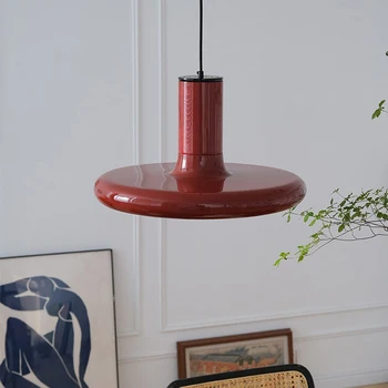 Dansk stil red lysekrone restaurant soverom sengen lamp post-moderne Bauhaus enkel studie kreativ kunst lysekrone