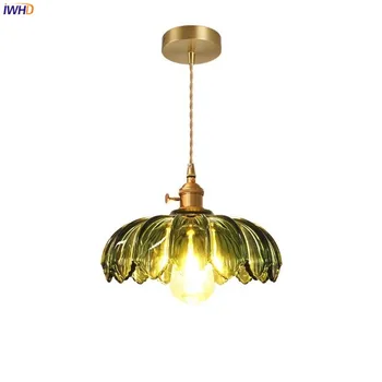 IWHD Vintage Grønt Glass LED Anheng Lys Fixtures Hjem, Innredning, Soverom, Stue Hanglamp Loft Stil Industrielle Hengende Lampe
